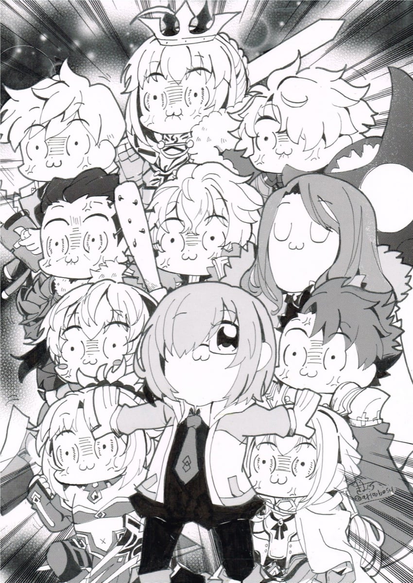 artoria pendragon, saber, mash kyrielight, mordred, gawain, and 7 more (fate and 1 more) drawn by ariabosu