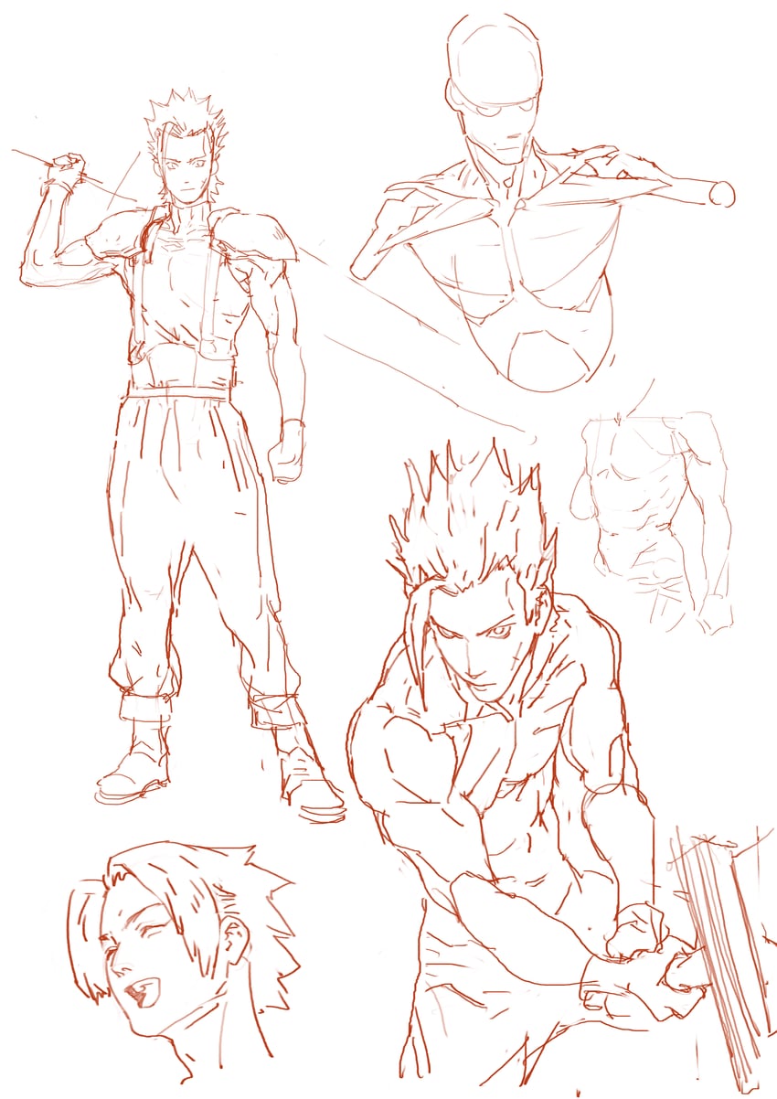 zack fair (final fantasy and 2 more) drawn by af_cf