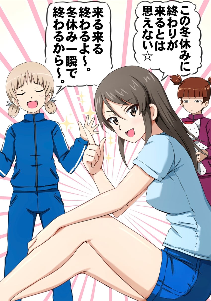 mika, aki, and mikko (girls und panzer) drawn by omachi_(slabco)
