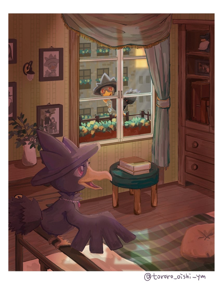 murkrow and honchkrow (pokemon) drawn by tororo_oishi_ym