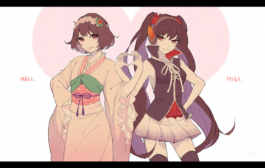 peach maki and miki (hoozuki no reitetsu) drawn by gunni