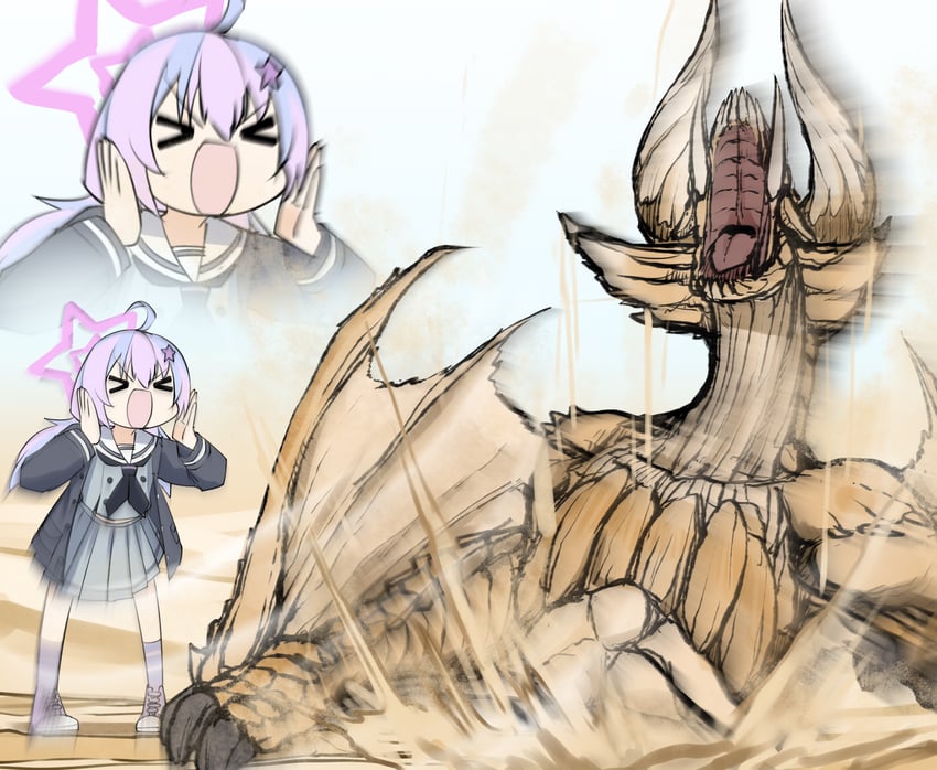 reisa and diablos (blue archive and 1 more) drawn by nubebenbe