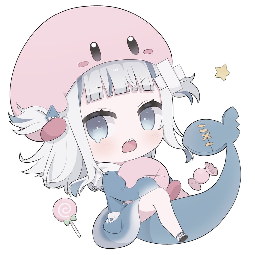 gawr gura and kirby (hololive and 2 more) drawn by hocmiya
