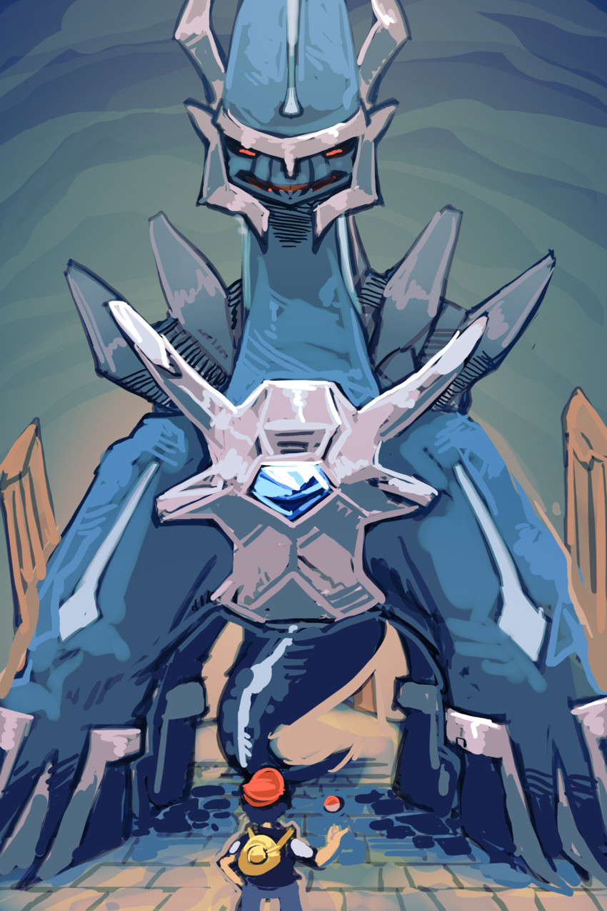 lucas and dialga (pokemon and 1 more) drawn by bummerdude