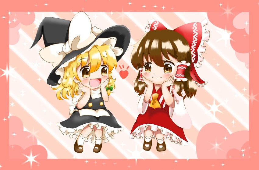 hakurei reimu and kirisame marisa (touhou) drawn by natsune_ilasuto
