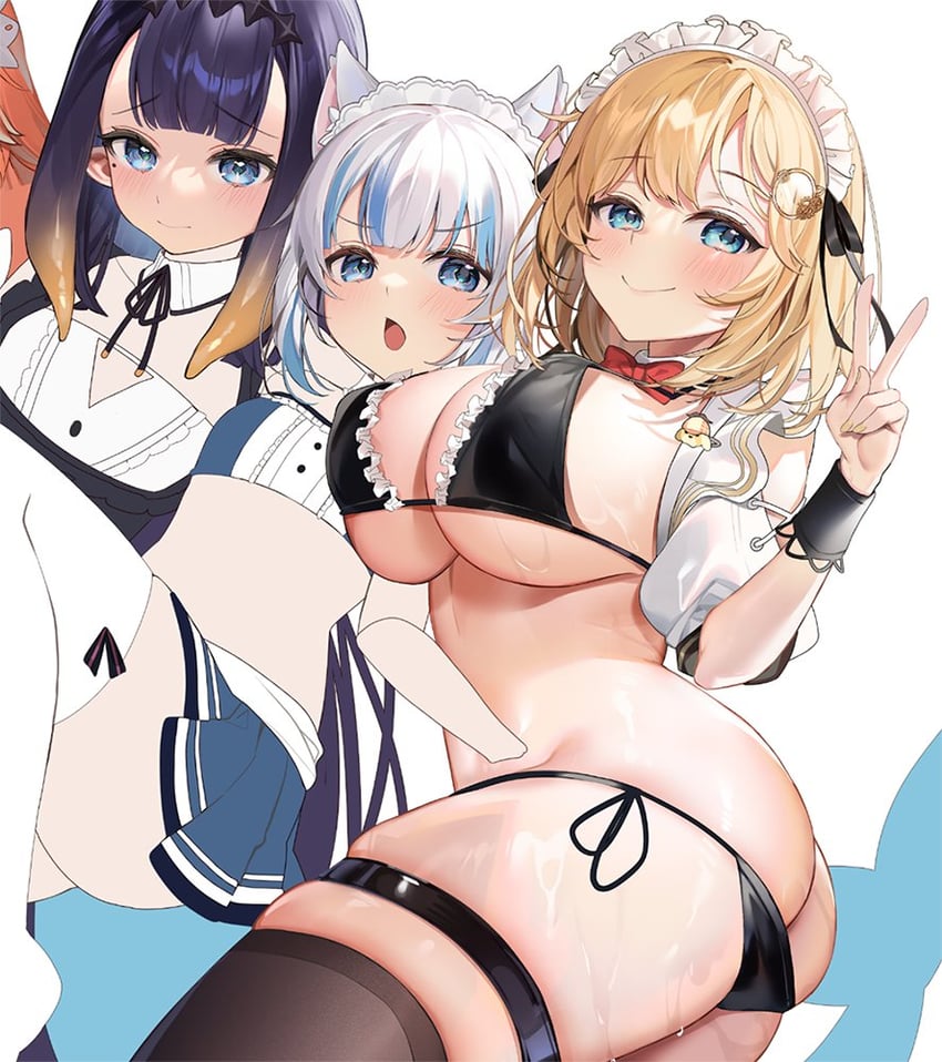 gawr gura, ninomae ina'nis, and watson amelia (hololive and 1 more) drawn by machi_(machi0910)