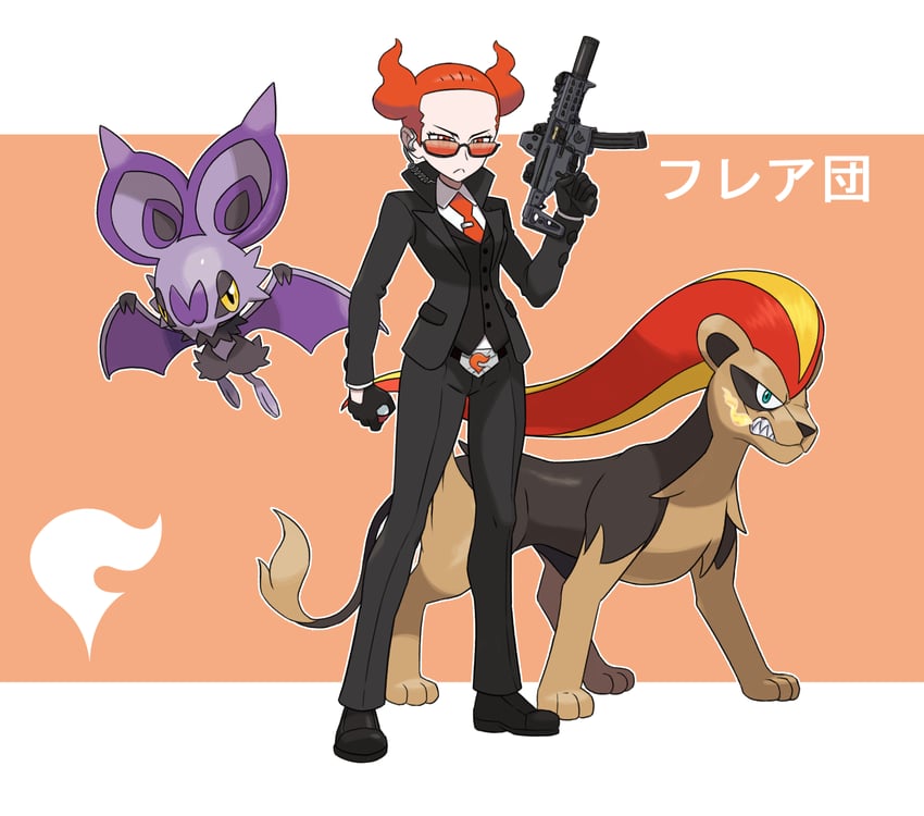noibat, pyroar, and team flare grunt (pokemon and 1 more) drawn by thegraffitisoul