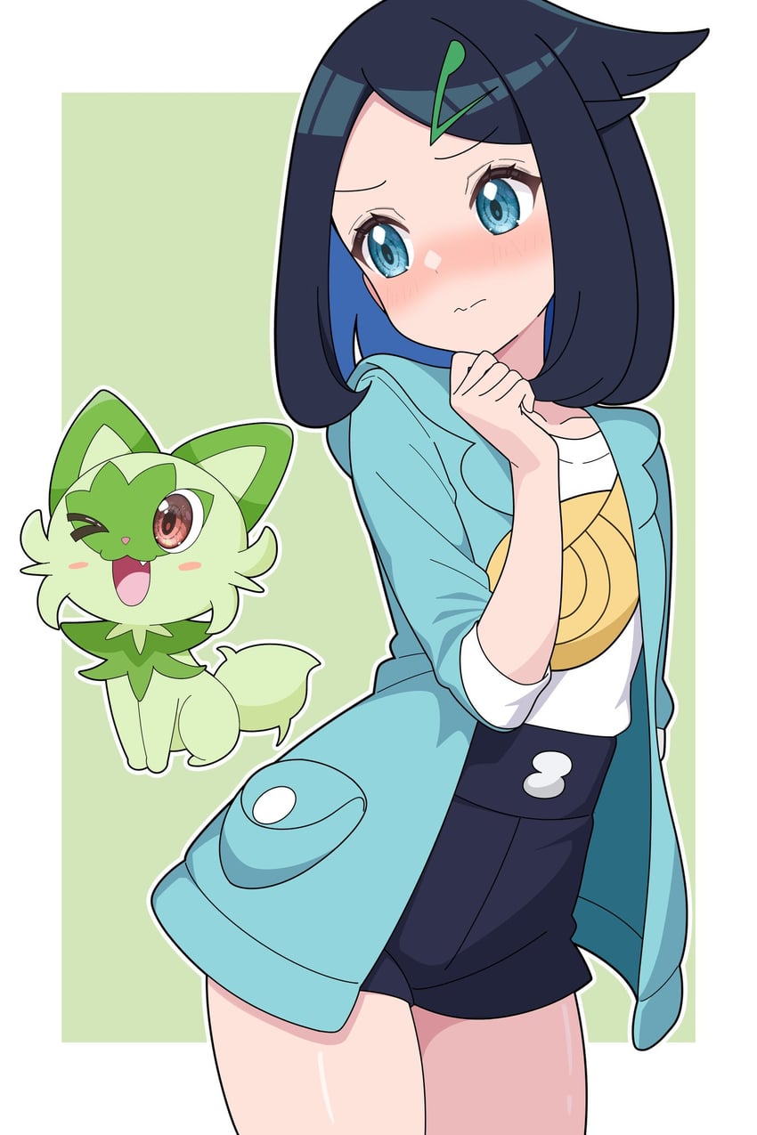 sprigatito and liko (pokemon and 1 more) drawn by odorukaminoke