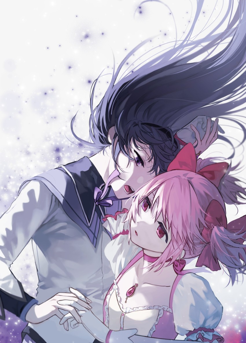 akemi homura and kaname madoka (mahou shoujo madoka magica) drawn by ocer