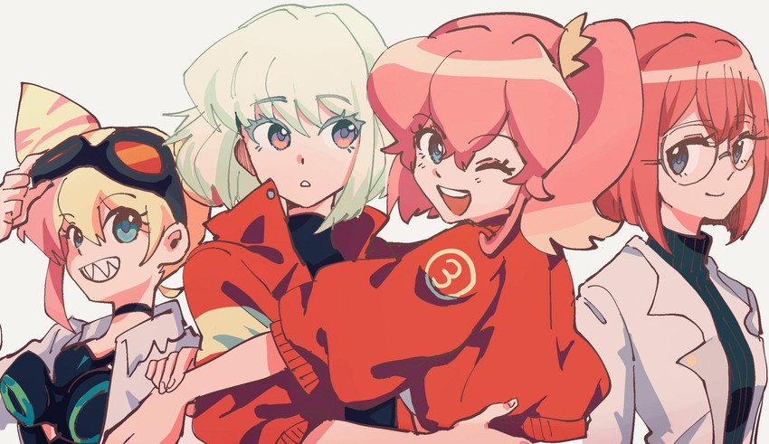 lio fotia, aina ardebit, lucia fex, and heris ardebit (promare) drawn by chomocho22
