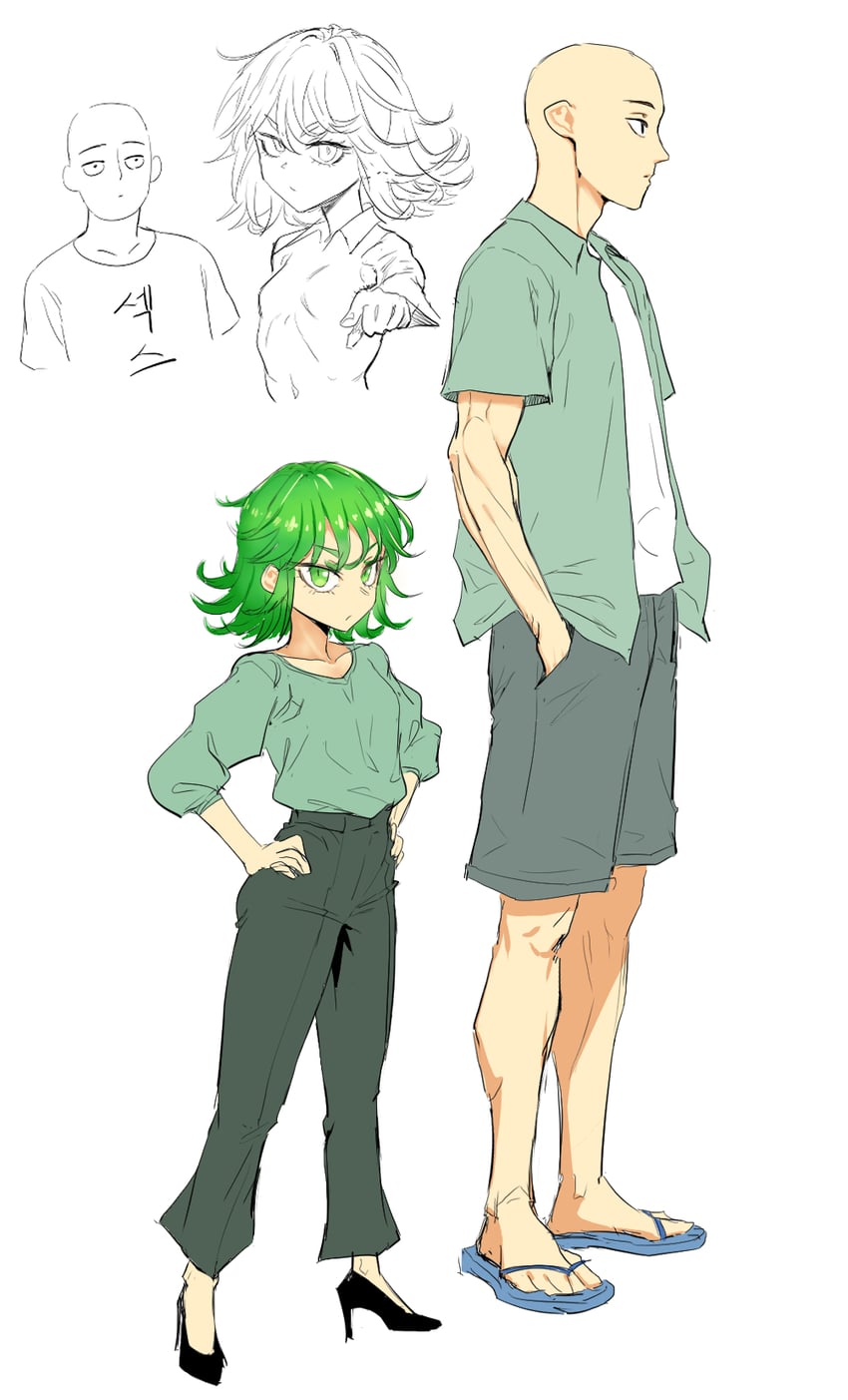 tatsumaki and saitama (one-punch man) drawn by bam.g