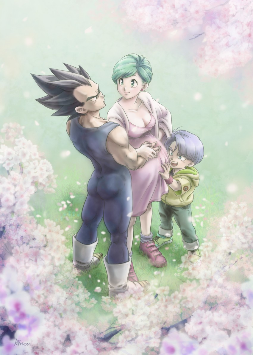 vegeta, bulma, and trunks (dragon ball and 1 more) drawn by uirina