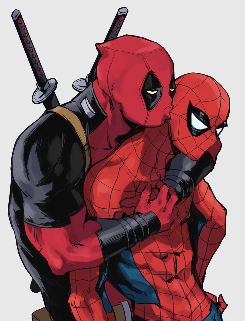 deadpool, spider-man, and peter parker (marvel and 2 more) drawn by nigiri_meshi610
