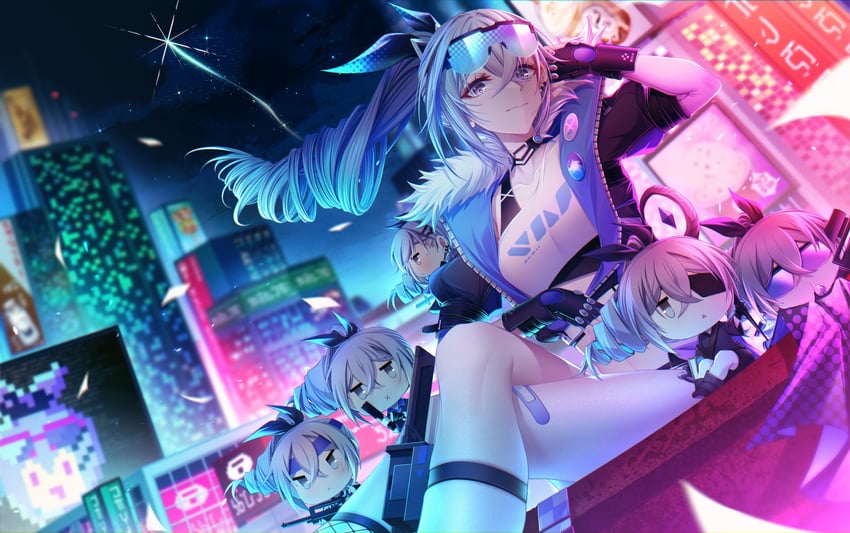 silver wolf (honkai and 1 more) drawn by sieka_(piiroinardesco)