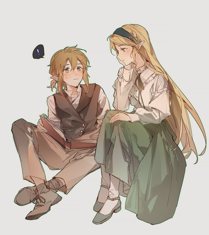 link and princess zelda (the legend of zelda and 1 more) drawn by yuno_11_02