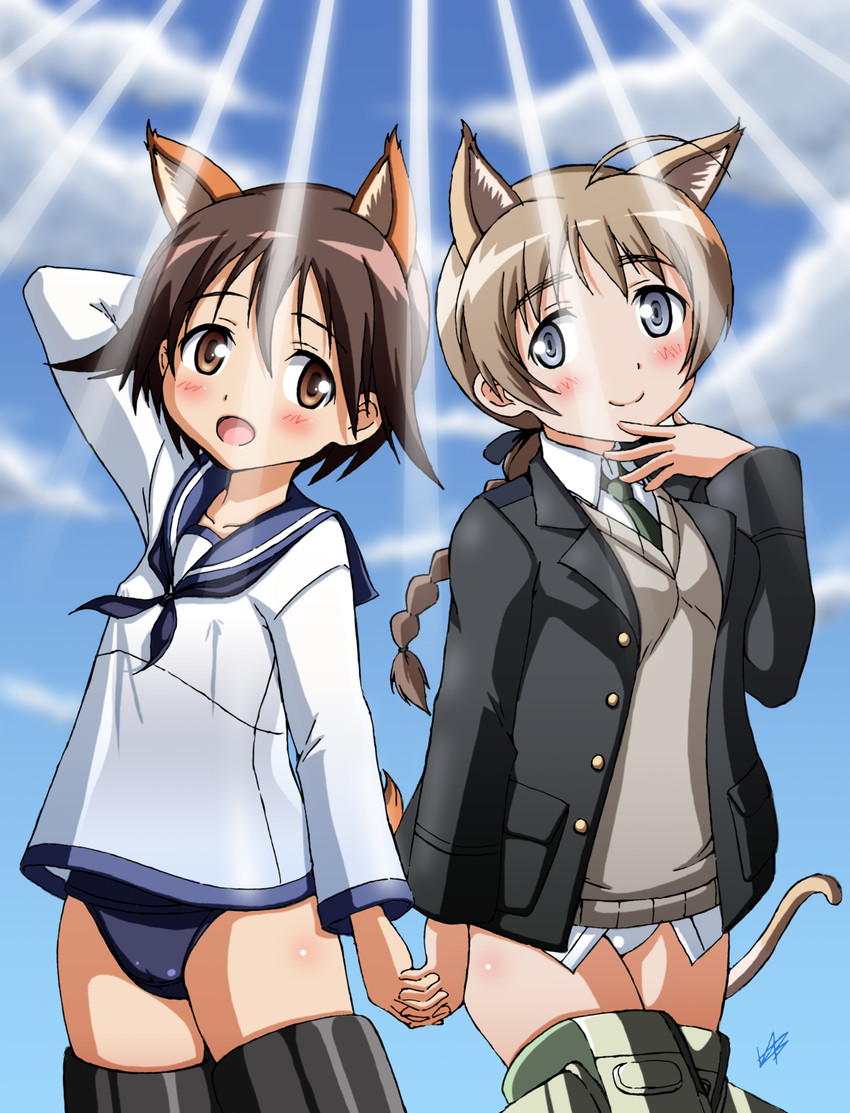 miyafuji yoshika and lynette bishop (world witches series and 1 more) drawn by vzmk2