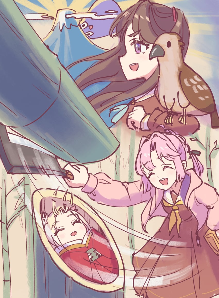 fujishima megumi, osawa rurino, anyoji hime, and nasu-san (love live! and 2 more) drawn by lao_ren_xing