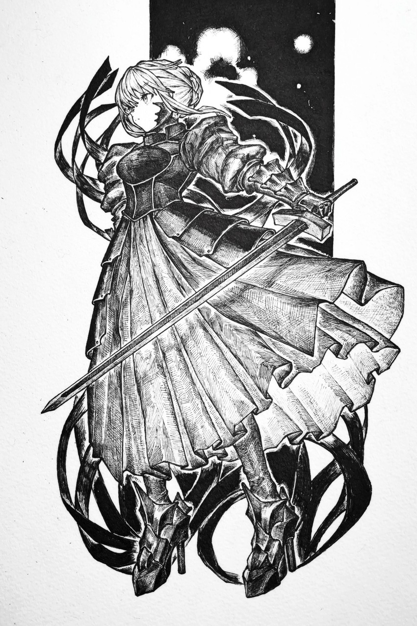 artoria pendragon and saber alter (fate and 2 more) drawn by mashimashi