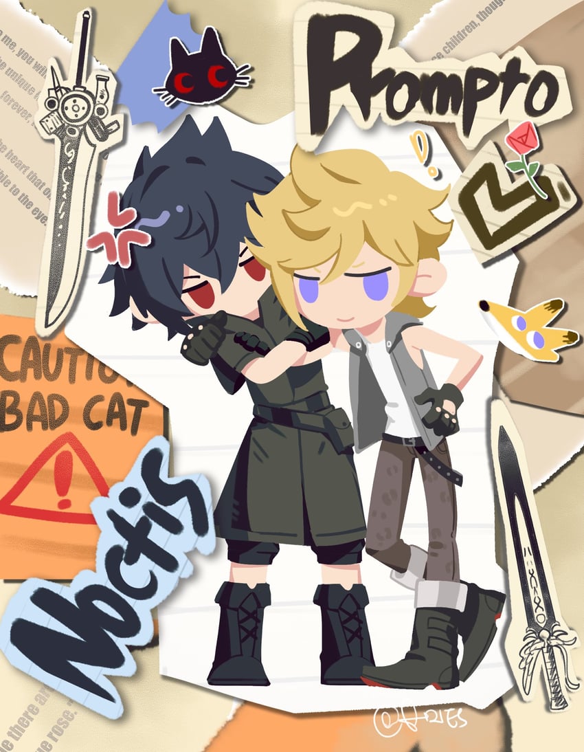 noctis lucis caelum and prompto argentum (final fantasy and 1 more) drawn by aries20770321
