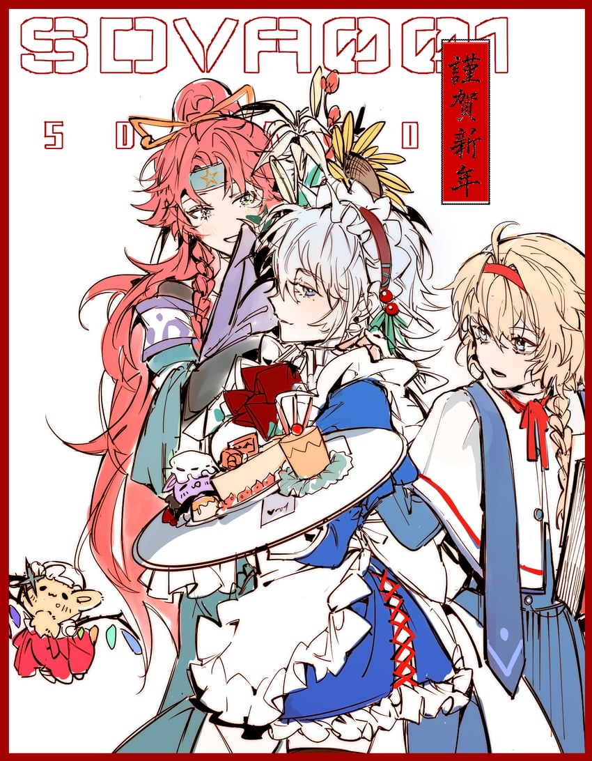 remilia scarlet, flandre scarlet, izayoi sakuya, alice margatroid, and hong meiling (touhou) drawn by xiuchundao