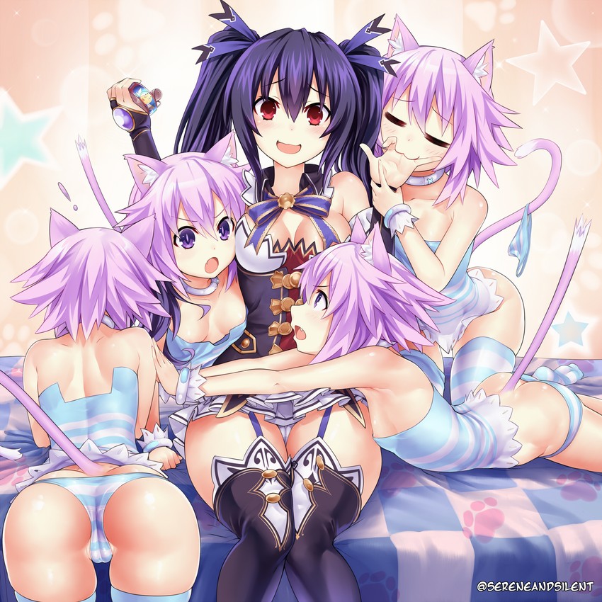 neptune, noire, and umio (neptune and 1 more) drawn by sereneandsilent