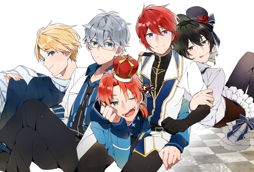 sakuma ritsu, tsukinaga leo, sena izumi, suou tsukasa, and narukami arashi (ensemble stars!) drawn by sando_(310_sand)