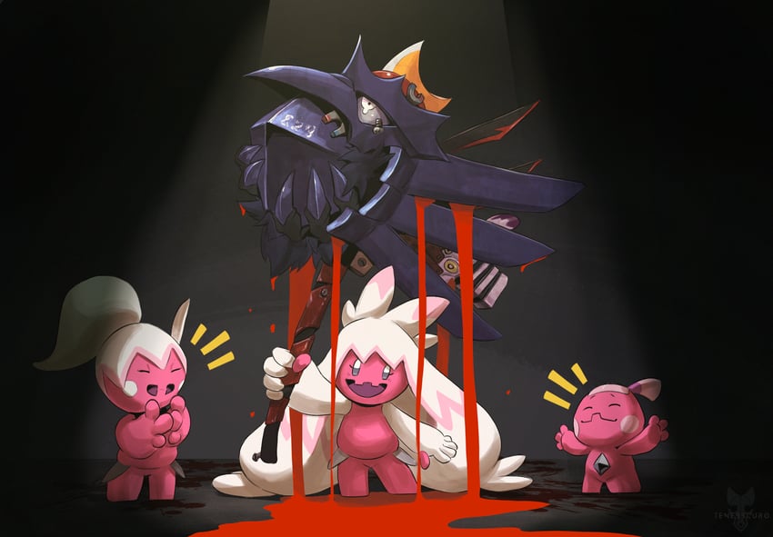 magnemite, tinkaton, bisharp, corviknight, tinkatink, and 3 more (pokemon) drawn by tenebscuro