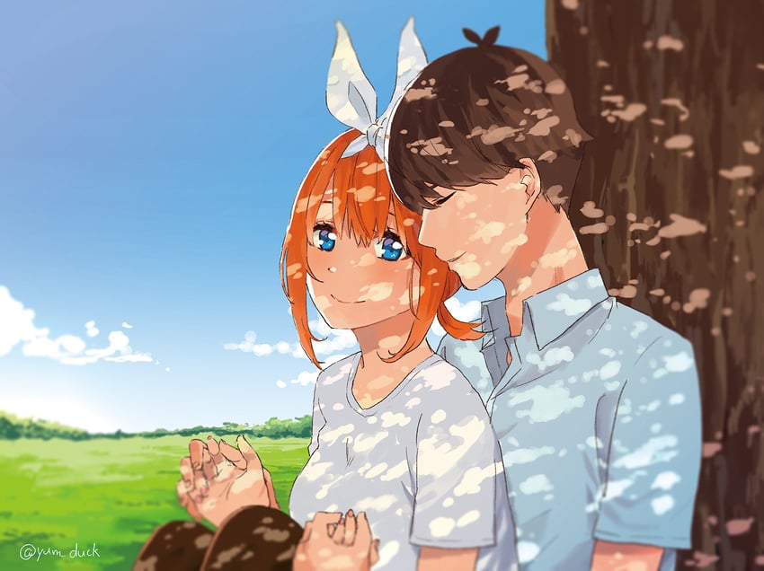 nakano yotsuba and uesugi fuutarou (go-toubun no hanayome) drawn by yamada_(yum_duck)