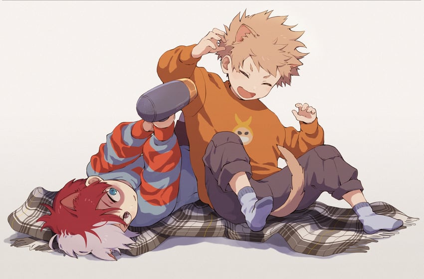 bakugou katsuki, todoroki shoto, and all might (boku no hero academia) drawn by akiyama_(noconoco)