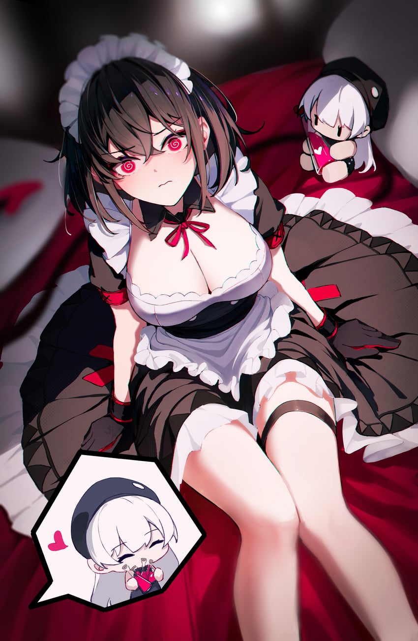 black-haired demon girl and angel girl (original) drawn by shimmer