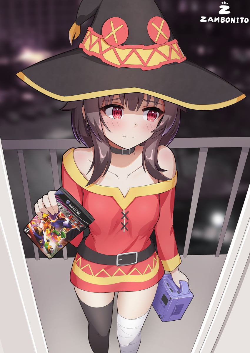 megumin, captain falcon, blue falcon, samurai goroh, fire stingray, and 4 more (kono subarashii sekai ni shukufuku wo! and 2 more) drawn by zambonito
