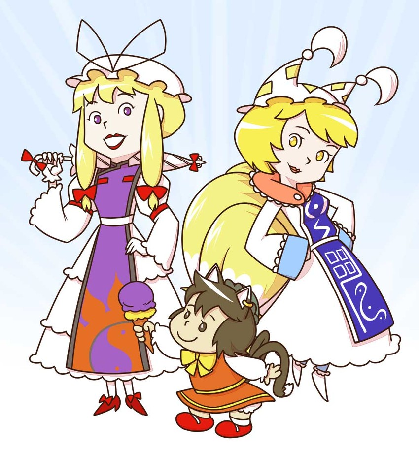 yakumo yukari, yakumo ran, and chen (touhou and 1 more) drawn by leex