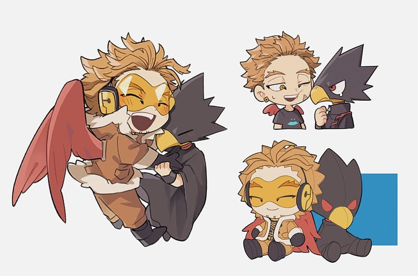 hawks and tokoyami fumikage (boku no hero academia) drawn by mo_masimasi