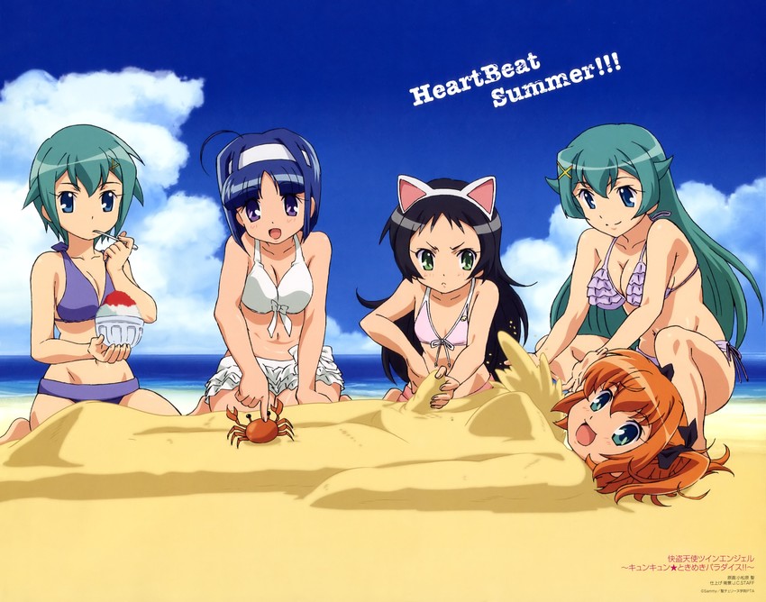 kannazuki aoi, minazuki haruka, hazuki kurumi, tesla violet, and nine violet (twin angel and 1 more) drawn by komatsubara_sei