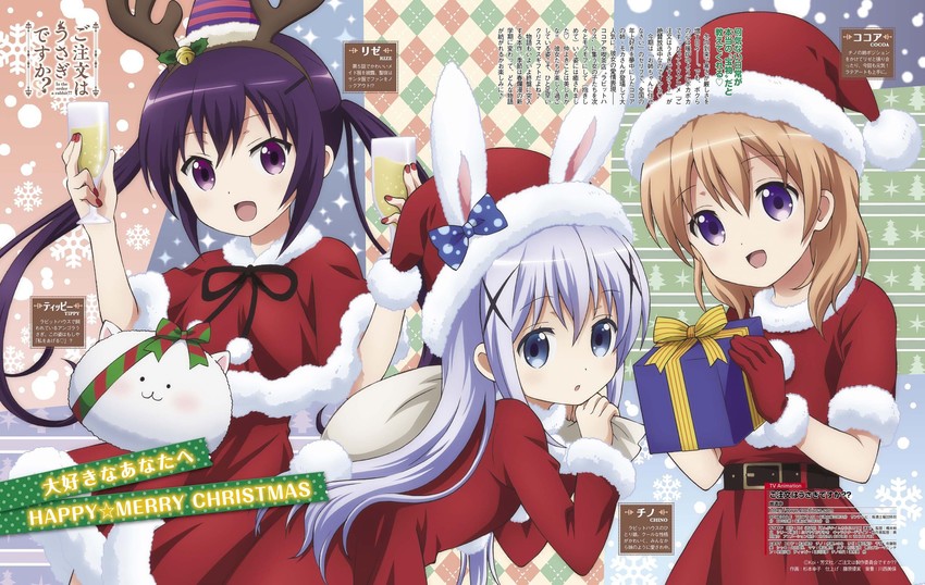 kafuu chino, hoto cocoa, tippy, and tedeza rize (gochuumon wa usagi desu ka?) drawn by sugimoto_sachiko