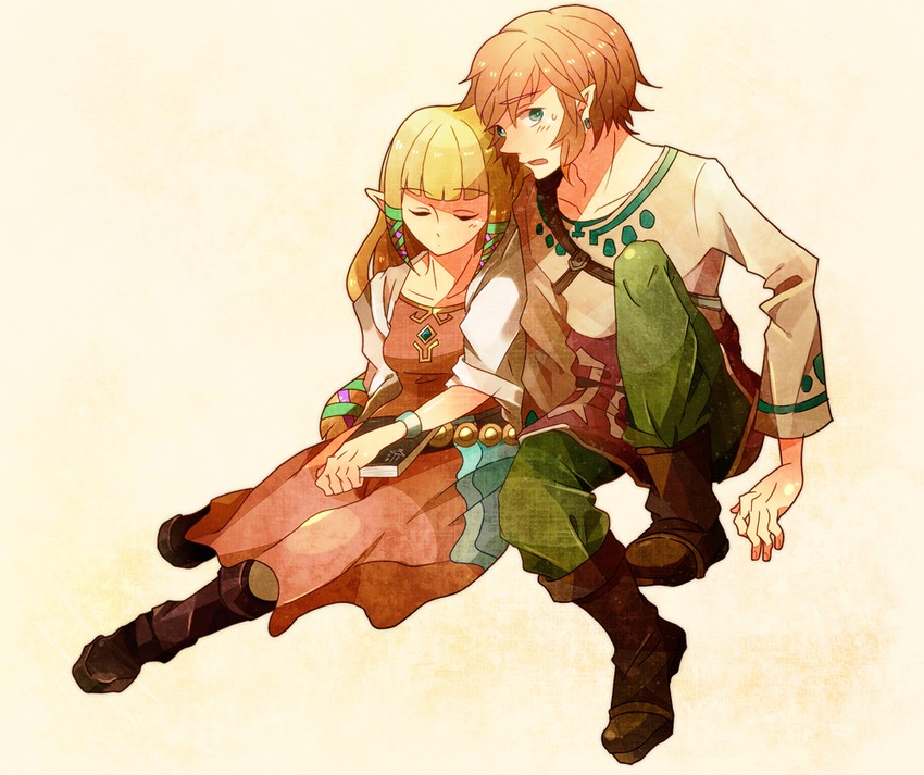 link and princess zelda (the legend of zelda and 1 more) drawn by kio_(pixiv)