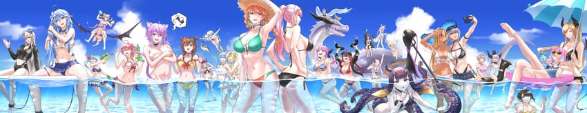 houshou marine, gawr gura, shirakami fubuki, hoshimachi suisei, usada pekora, and 25 more (hololive and 1 more) drawn by namakaro_8