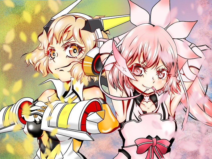 tachibana hibiki and yuuki yuuna (senki zesshou symphogear and 2 more) drawn by enaka_akane