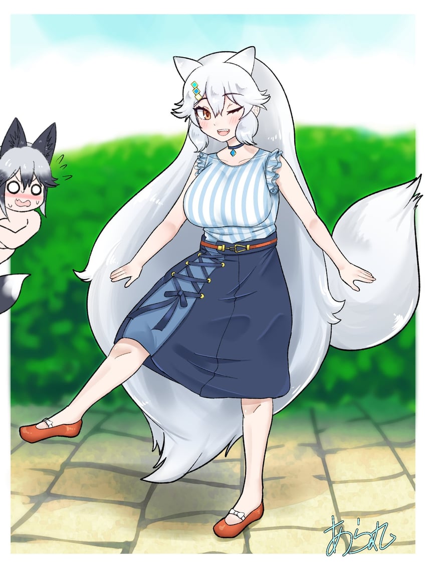 silver fox and arctic fox (kemono friends) drawn by aramaru