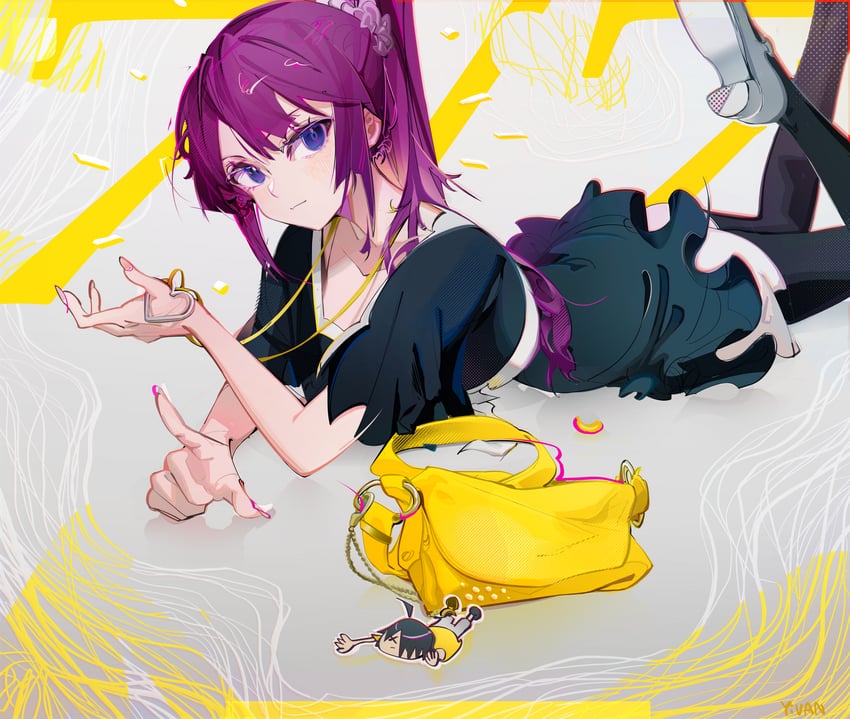 senjougahara hitagi and araragi koyomi (monogatari and 1 more) drawn by fatfishyivan