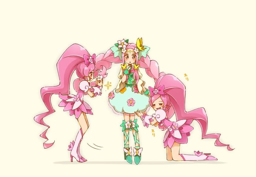 hanasaki tsubomi, cure blossom, hanami kotoha, and cure felice (precure and 2 more) drawn by yuu13