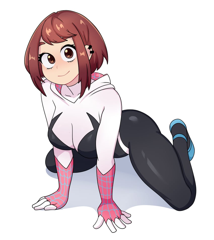 uraraka ochaco and spider-gwen (boku no hero academia and 2 more) drawn by arttmadness