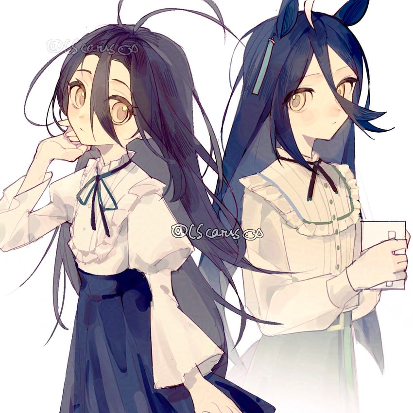 manhattan cafe and kamisaki hikaru (umamusume and 1 more) drawn by cscarus
