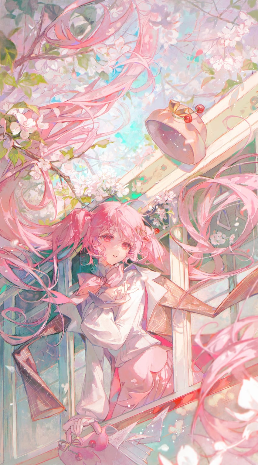 hatsune miku and sakura miku (vocaloid) drawn by maccha_(mochancc)