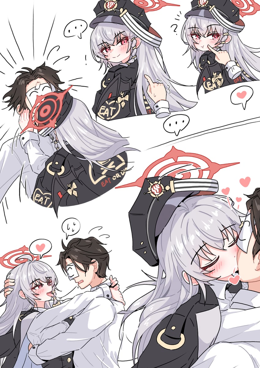 sensei, doodle sensei, and haruna (blue archive) drawn by chilong_(heronas)