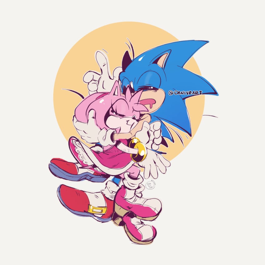 sonic the hedgehog and amy rose (sonic) drawn by dani_ve