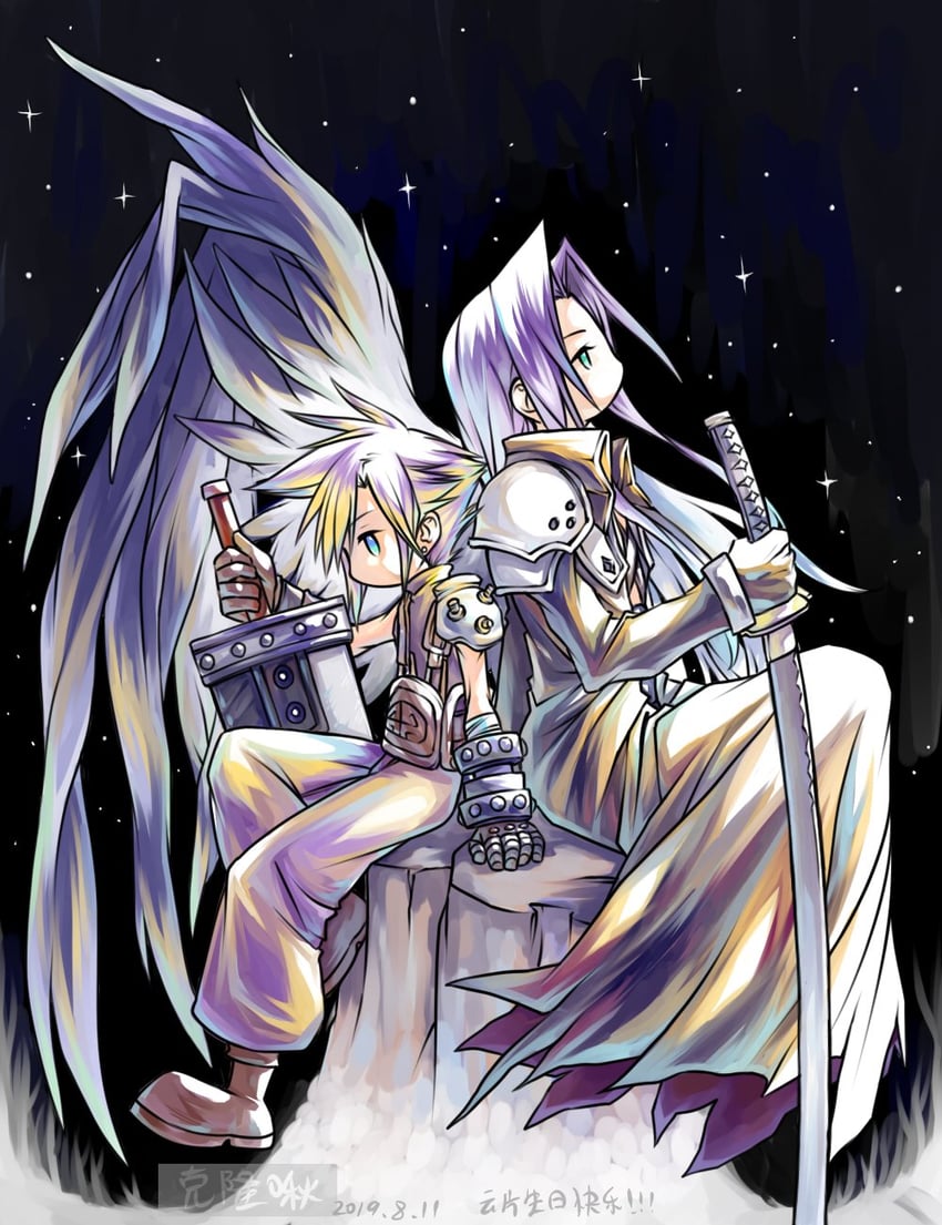 cloud strife and sephiroth (final fantasy and 1 more) drawn by copynive