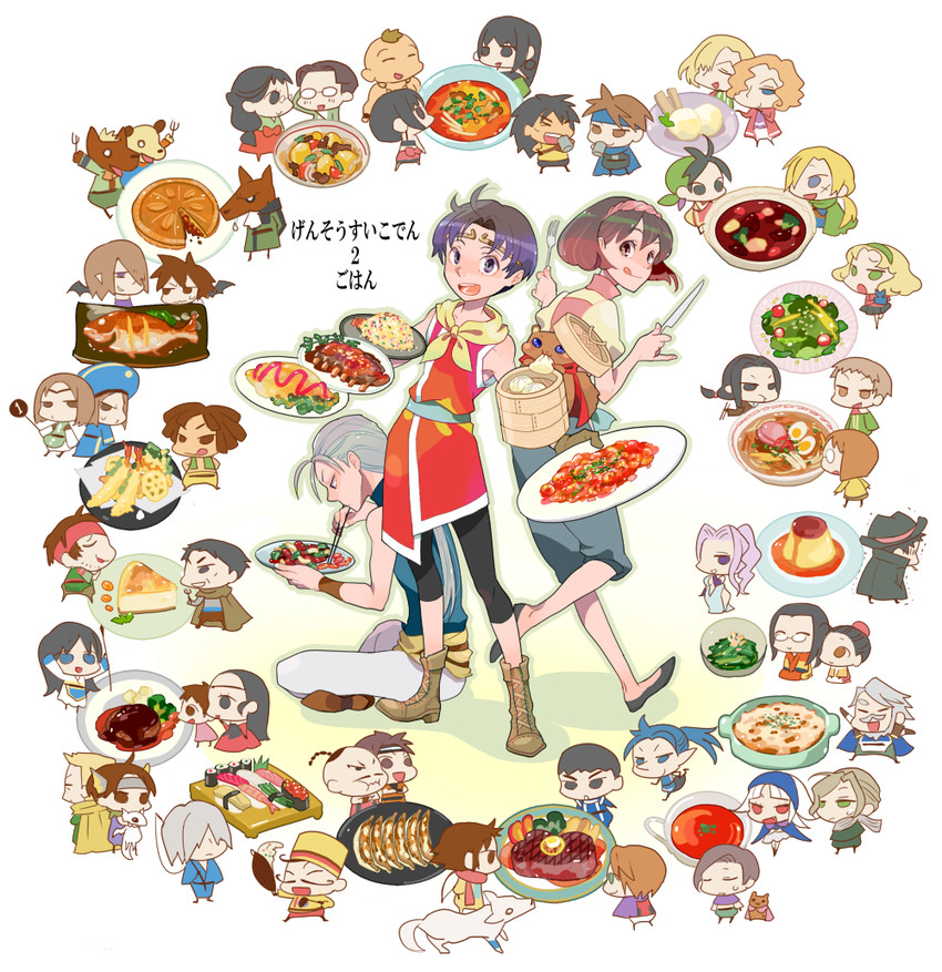 tir mcdohl, nanami, sierra mikain, viki, riou, and 46 more (gensou suikoden and 1 more) drawn by rakuchii_(rurituvo)