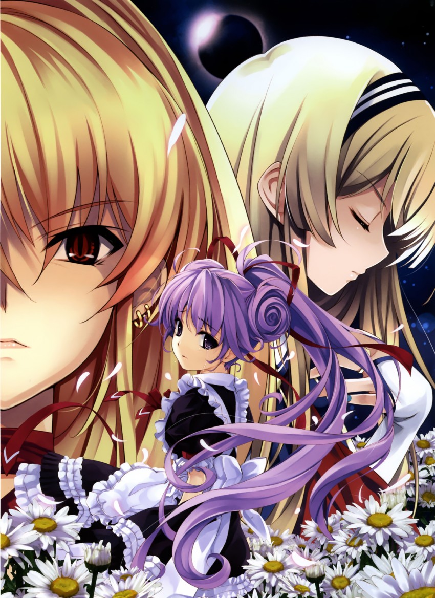 yorumirumi stolenberg, nunnally, and elizabeth sophie gino klein (boku to kanojo ni furu yoru) drawn by misaki_kurehito