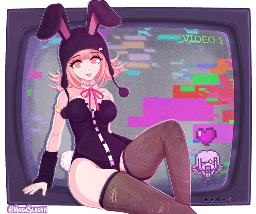 nanami chiaki (danganronpa and 3 more) drawn by hashslashh